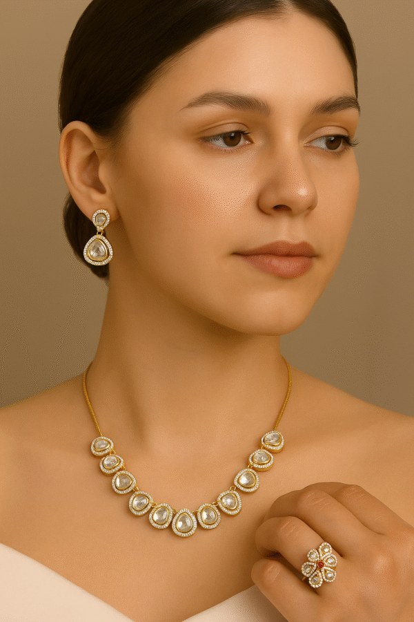 fb64ed8e-7aa2-46cf-9151-ccf4b1526a1b Exquisite Kundan Necklace & Earrings Set