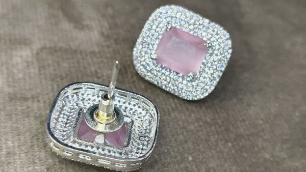 photo_6057823437549847968_y Elegant pastel pink square-stud earrings