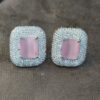 photo_6057823437549847971_y Elegant pastel pink square-stud earrings