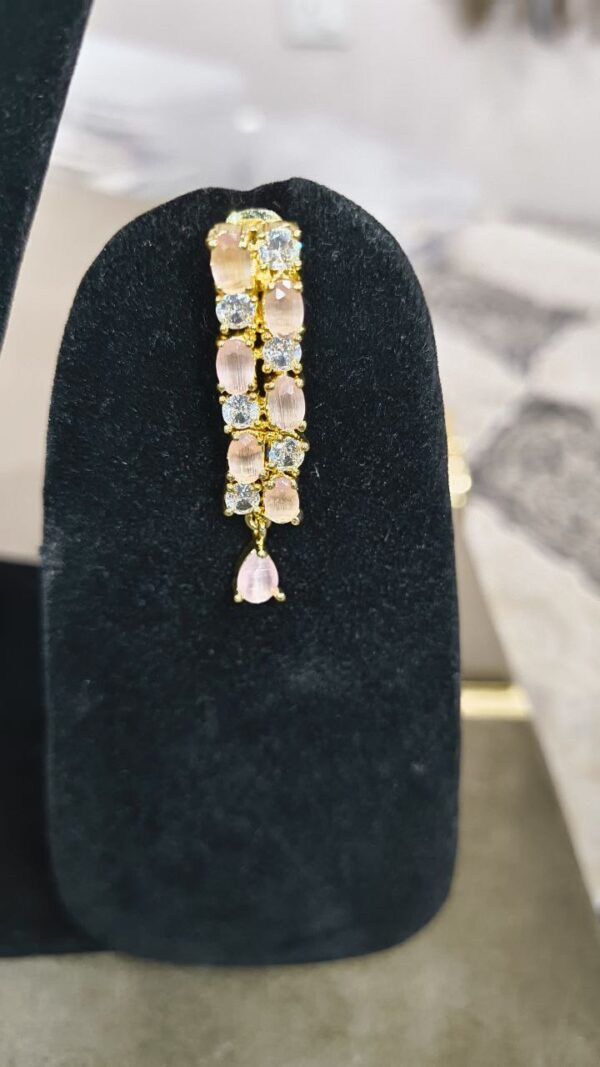 photo_6057823437549848023_y Blush Royale – Pink Stone & CZ Necklace Set