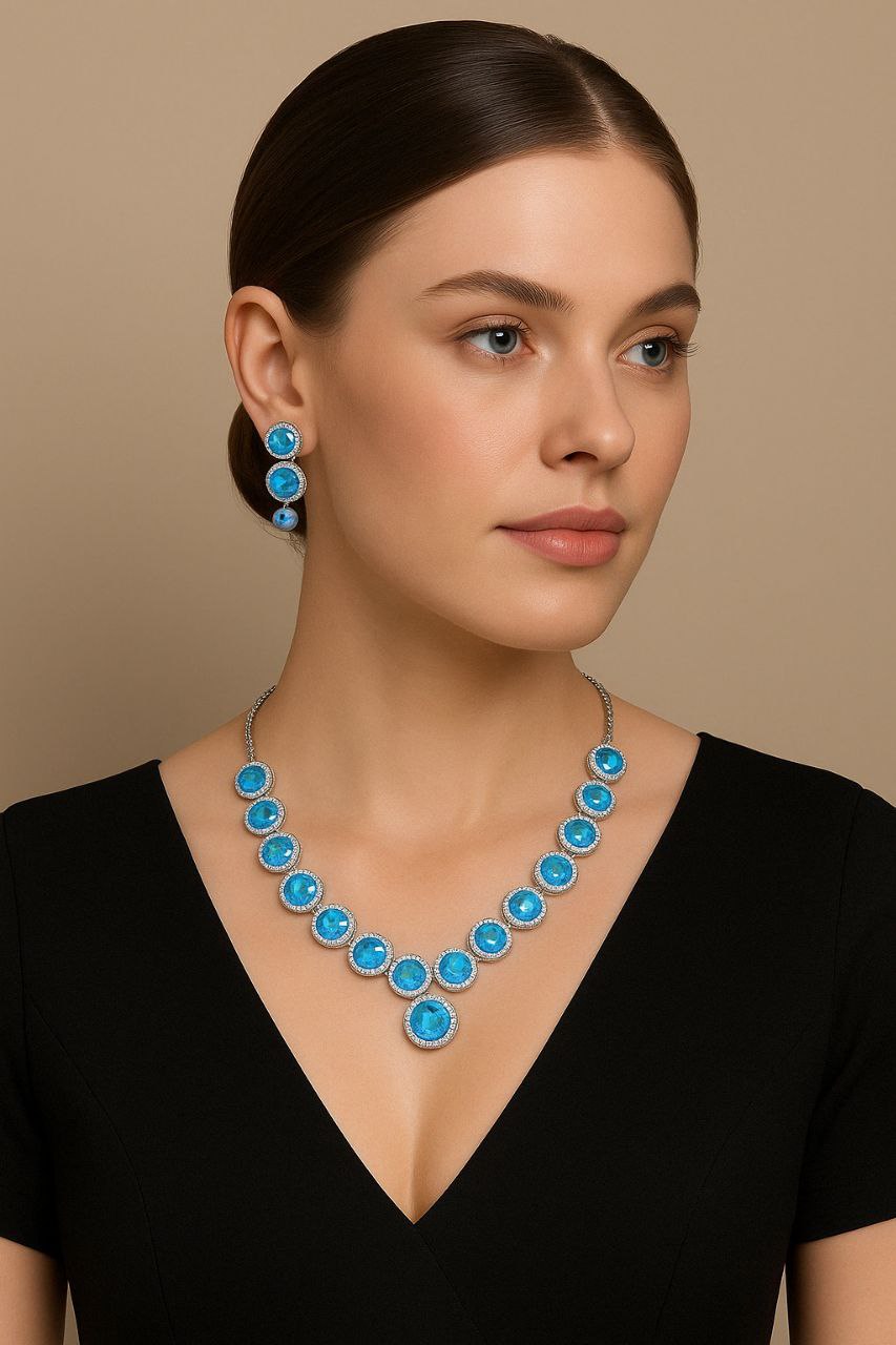 photo_6060075237363533719_y Azure Sparkle Necklace & Earring Set