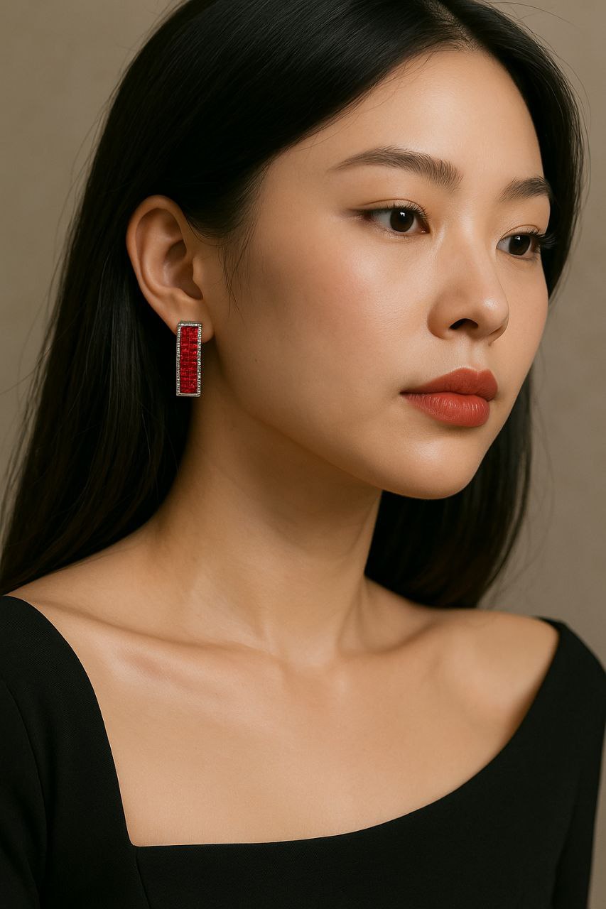 Ruby Red Huggie Earrings