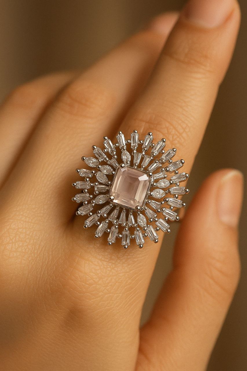 Crystal Burst Dome Ring