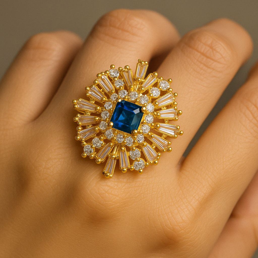 photo_6062327037177218165_y (1) Rose gold - blue diamond Ring